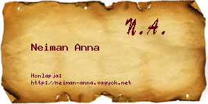 Neiman Anna névjegykártya